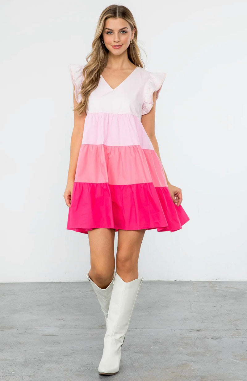 pink color block dress Poplin Color Block Dress – Thread & Root Clothing Co