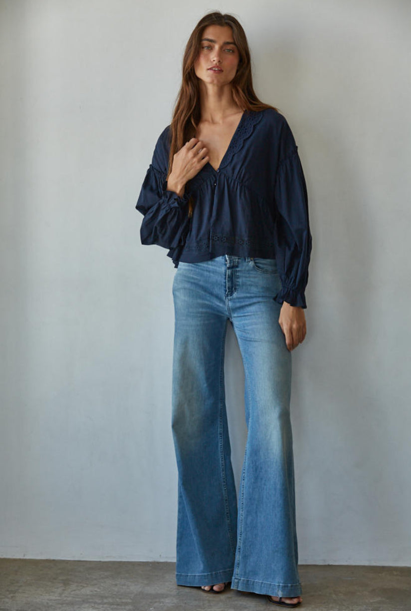 Willowisp Eyelet Collared Top