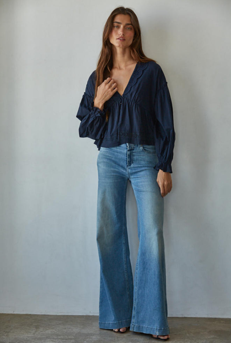 Willowisp Eyelet Collared Top