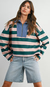 Quinn Striped Quarter Zip Sweatshirt