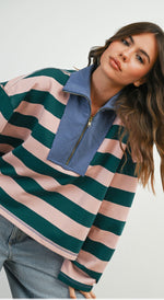 Quinn Striped Quarter Zip Sweatshirt