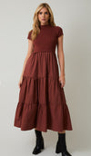 Megan Mocked Neck Tiered Midi Dress