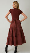 Megan Mocked Neck Tiered Midi Dress