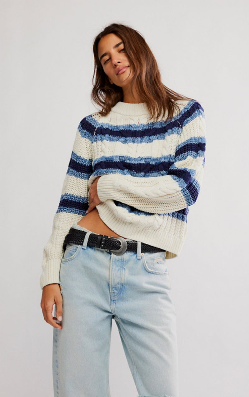 Frankie Cable Striped Pullover