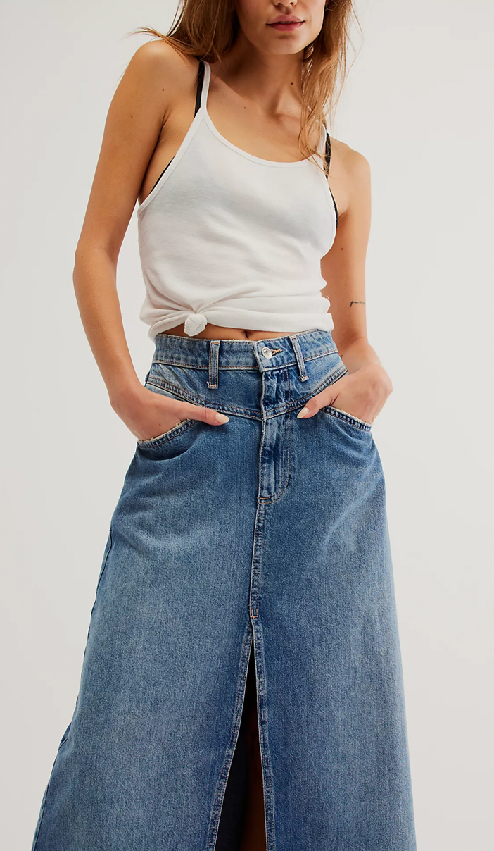 Come As You Are Denim Maxi Skirt