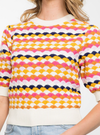 Short Sleeve Multi Color Knit Top