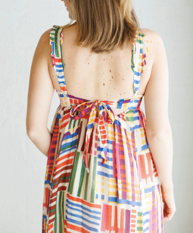 Multi Color Tiered Print Dress