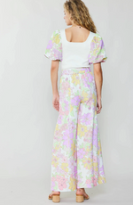 Floral Wide Pants With Tie