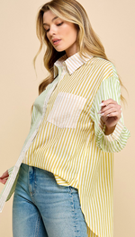 Colorblock Stripe Collar Shirt