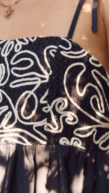 Abstract Embroidery Detail Mini Dress