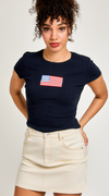 American Flag Short Sleeve Fitted Top