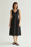 Shanelle Embo Stitch Linen Midi Dress