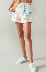 Drawstring Embroidery Summer Shorts