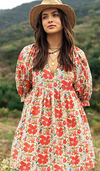 Floral Print Mini Dress With Puff Sleeve