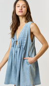 V Neckline Denim Romper