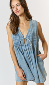 V Neckline Denim Romper