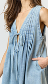 V Neckline Denim Romper