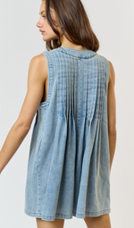 V Neckline Denim Romper