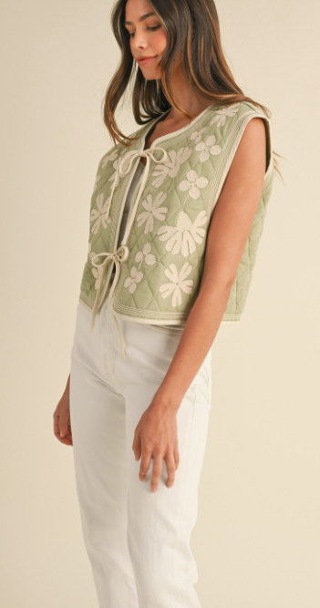 Embroidered Quilted Vest