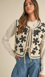 Embroidered Quilted Vest