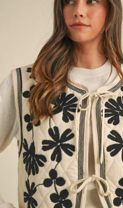 Embroidered Quilted Vest