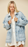 Boho Side Tie Oversized Denim Jacket