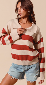 Wide Stripe Polo Sweater