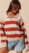 Wide Stripe Polo Sweater