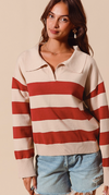 Wide Stripe Polo Sweater