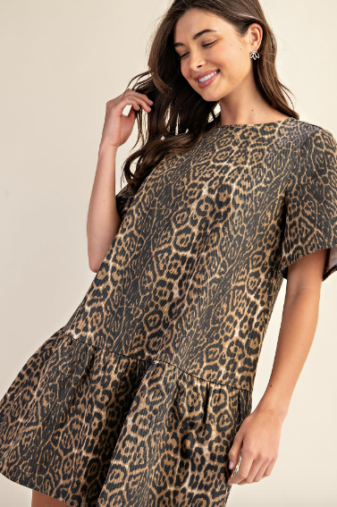 Ari Denim Leopard Dress