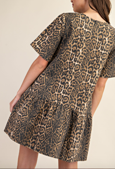 Ari Denim Leopard Dress