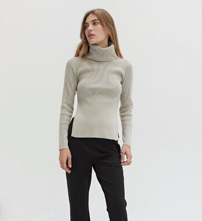 Lindsey Ribbed Turtle Neck Sweater Top