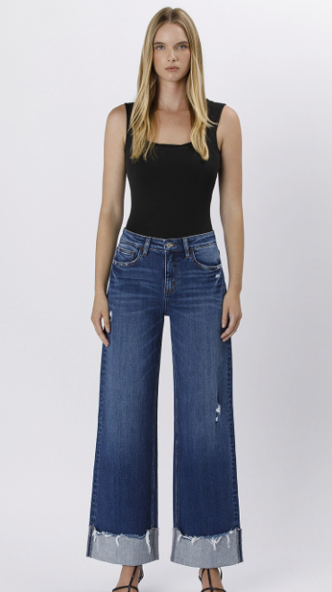 High Rise Baggy Cuffed Jean