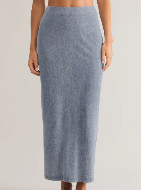 Gail Jersey Denim Midi Skirt