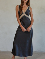 Vee Satin Midi Dress