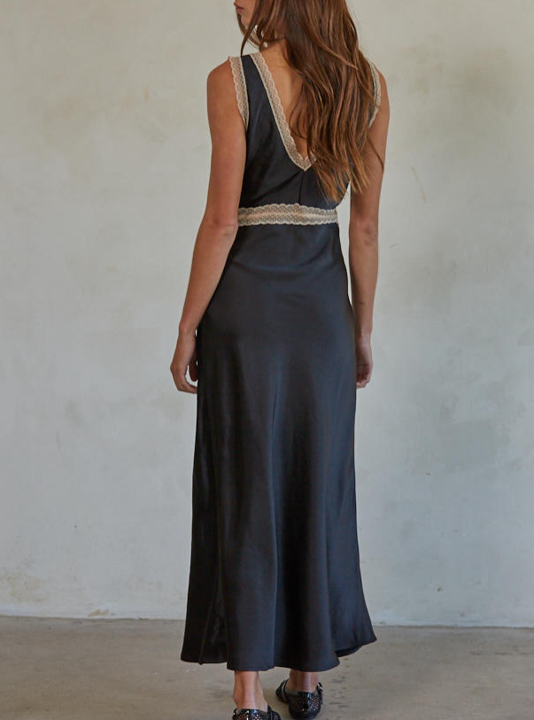 Vee Satin Midi Dress