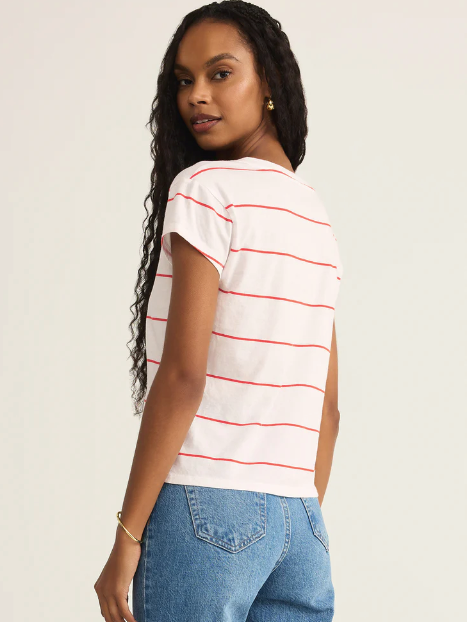 Striped Modern V Neck Tee