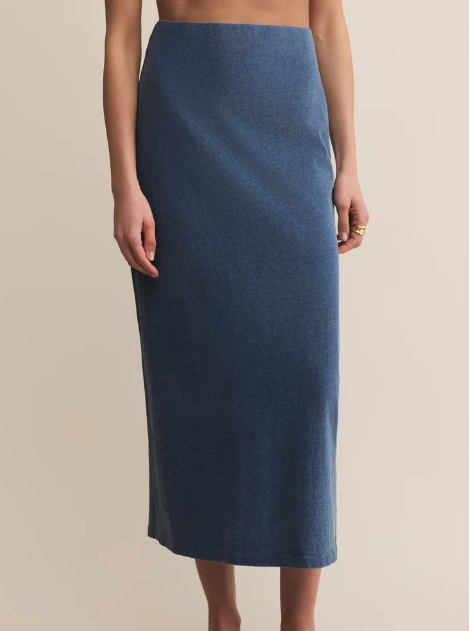Gail Jersey Denim Midi Skirt
