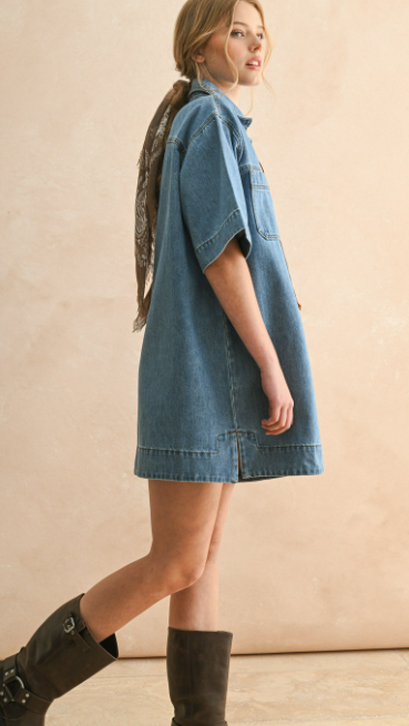Saddie Lace up Denim Dress