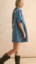 Saddie Lace up Denim Dress