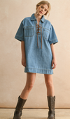 Saddie Lace up Denim Dress