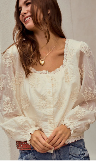 Jenni Lace Trimmed Blouse