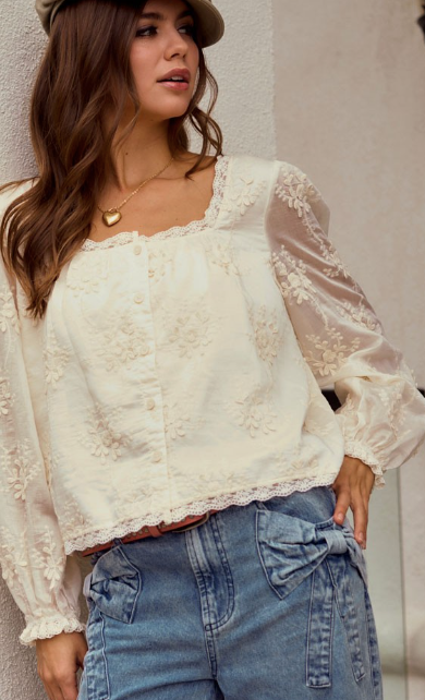 Jenni Lace Trimmed Blouse