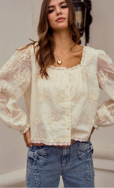 Jenni Lace Trimmed Blouse