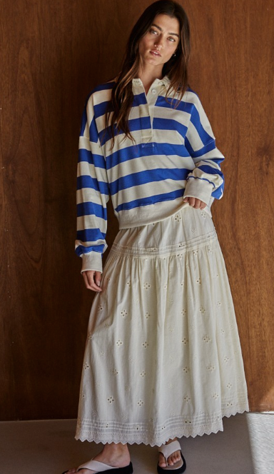 Amerie Striped Collared Pullover