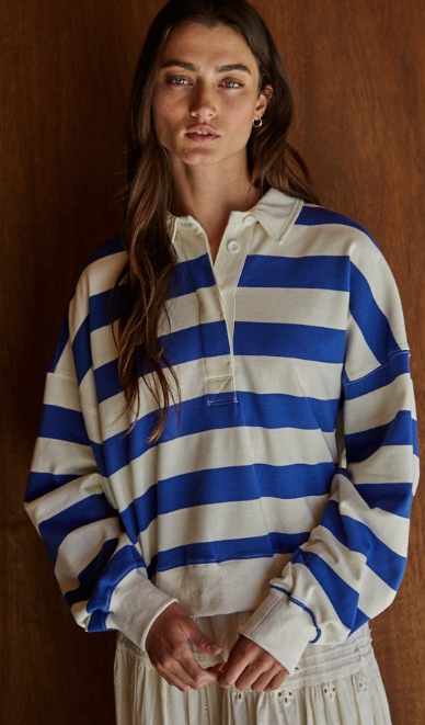 Amerie Striped Collared Pullover