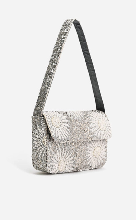 Ivory Petal Frostwork Shoulder Bag