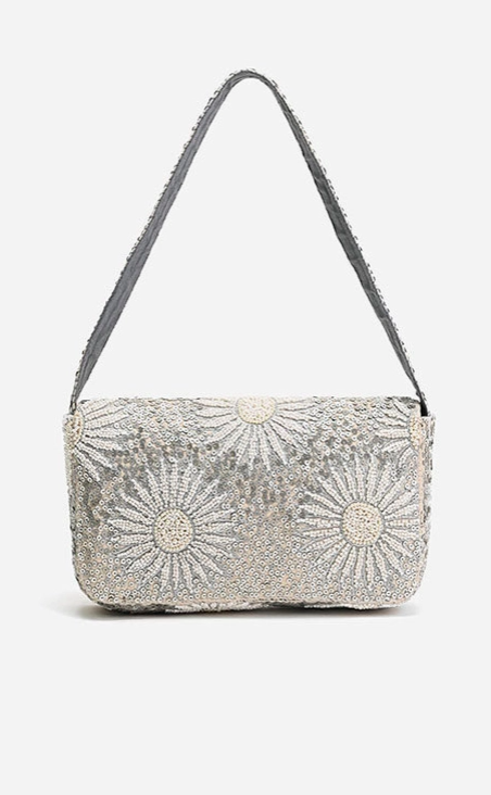 Ivory Petal Frostwork Shoulder Bag