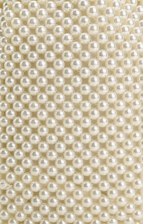 Pearl White Beaded Top Handle Bag