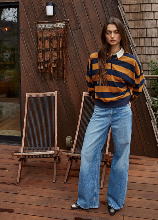 Amerie Striped Collared Pullover